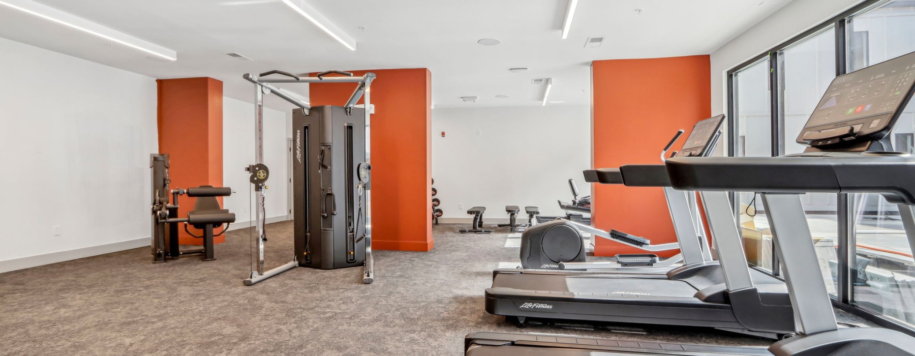 Workout room with cardio equipment